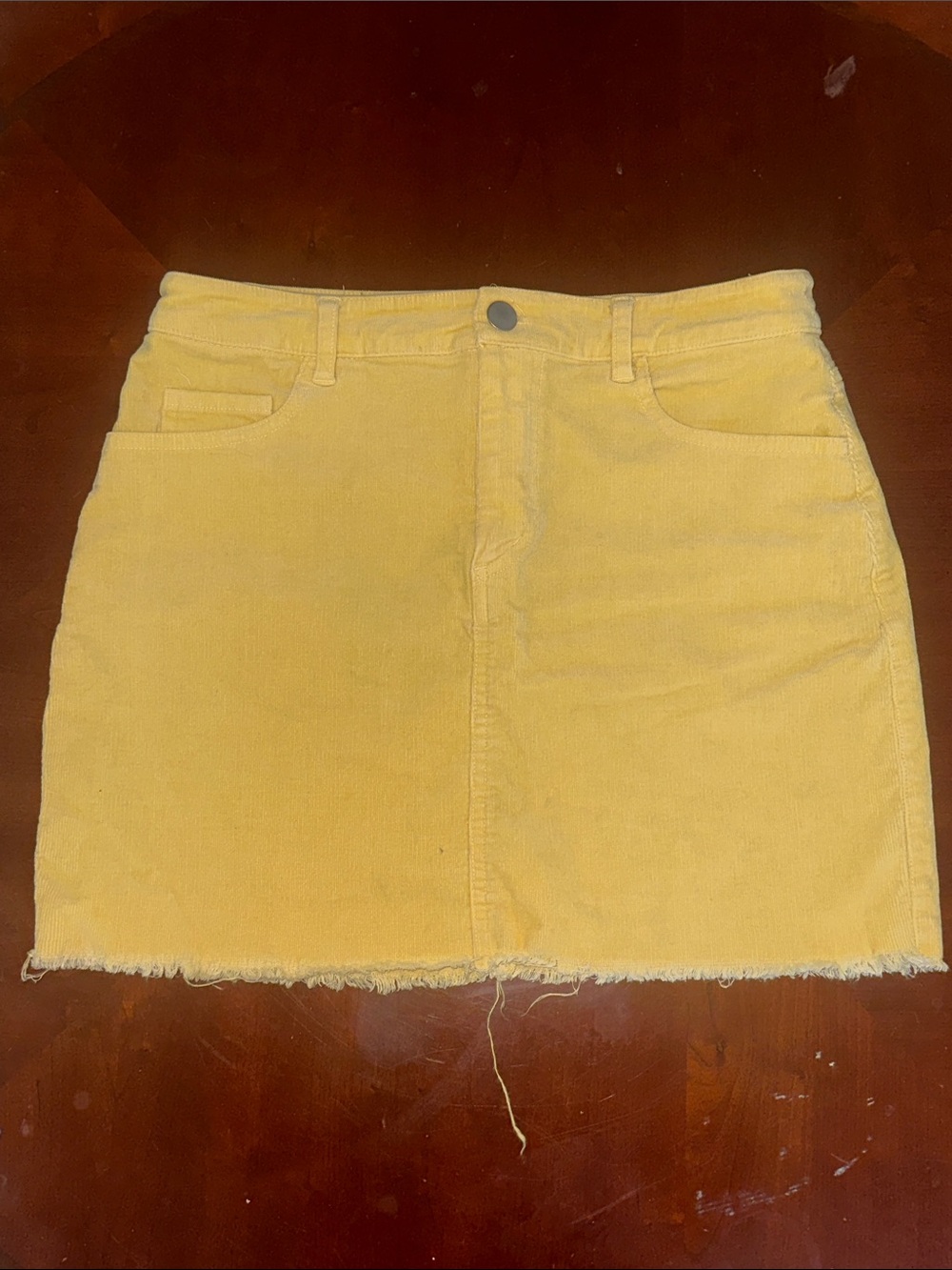 Forever 21 Yellow Corduroy Mini Skirt with Raw Hem